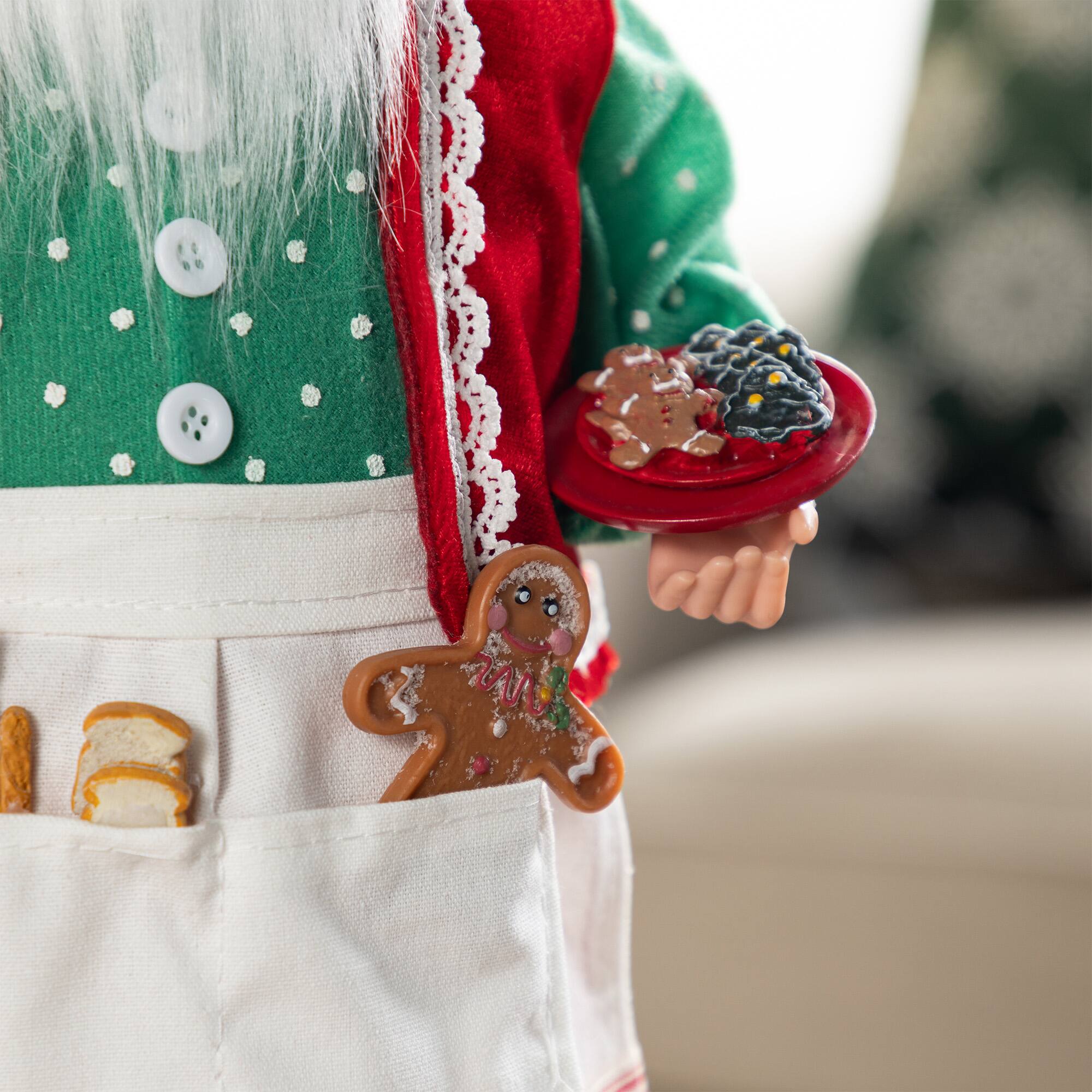 Glitzhome® 18"H Faux Fur Christmas Chef Santa Figurine